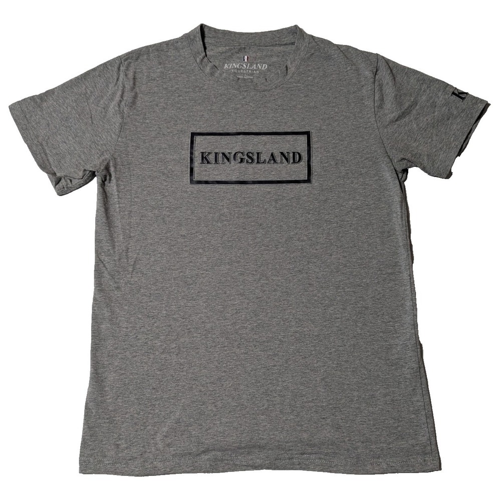 KINGSLAND ESQUESTRIAN Men Small Gray Stretch Blend Logo‎ T-Shirt